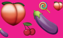 Various emoji, including the eggplant and peach emojis.