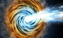 a black hole emitting jets of energy into space