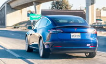 a Tesla on a California street