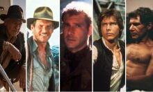 Composite of Harrison Ford images from his movies. 