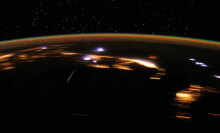 A meteor streaking as it hits Earth's atmosphere