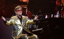 Elton John performs at Glastonbury Festival 2023.