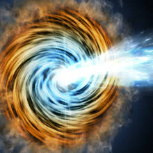 a black hole emitting jets of energy into space