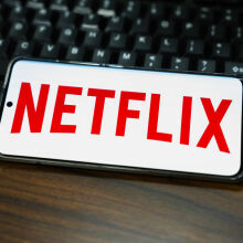 Netflix logo on phone screen