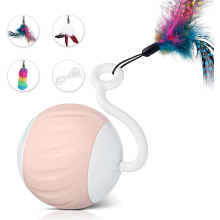 pink electric cat toy with feather