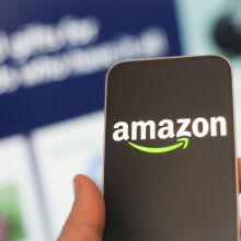 Amazon logo on phone screen