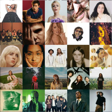 A collage of artist photos on Spotify organized by color. 