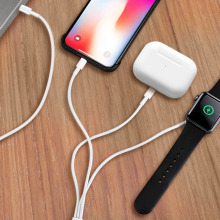 Mac, iPhone, AirPods, and Apple Watch charging via a singular cable.