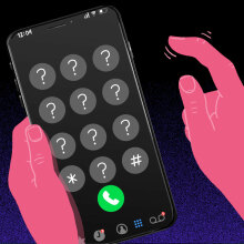 An illustration of hands typing on a phone.