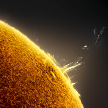 A close-up of the surface of the sun.