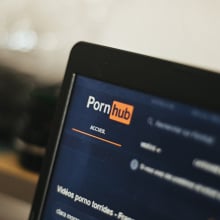 pornhub logo displayed on laptop