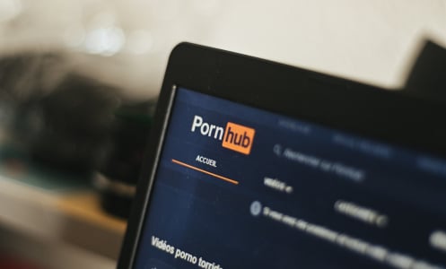 pornhub logo displayed on laptop