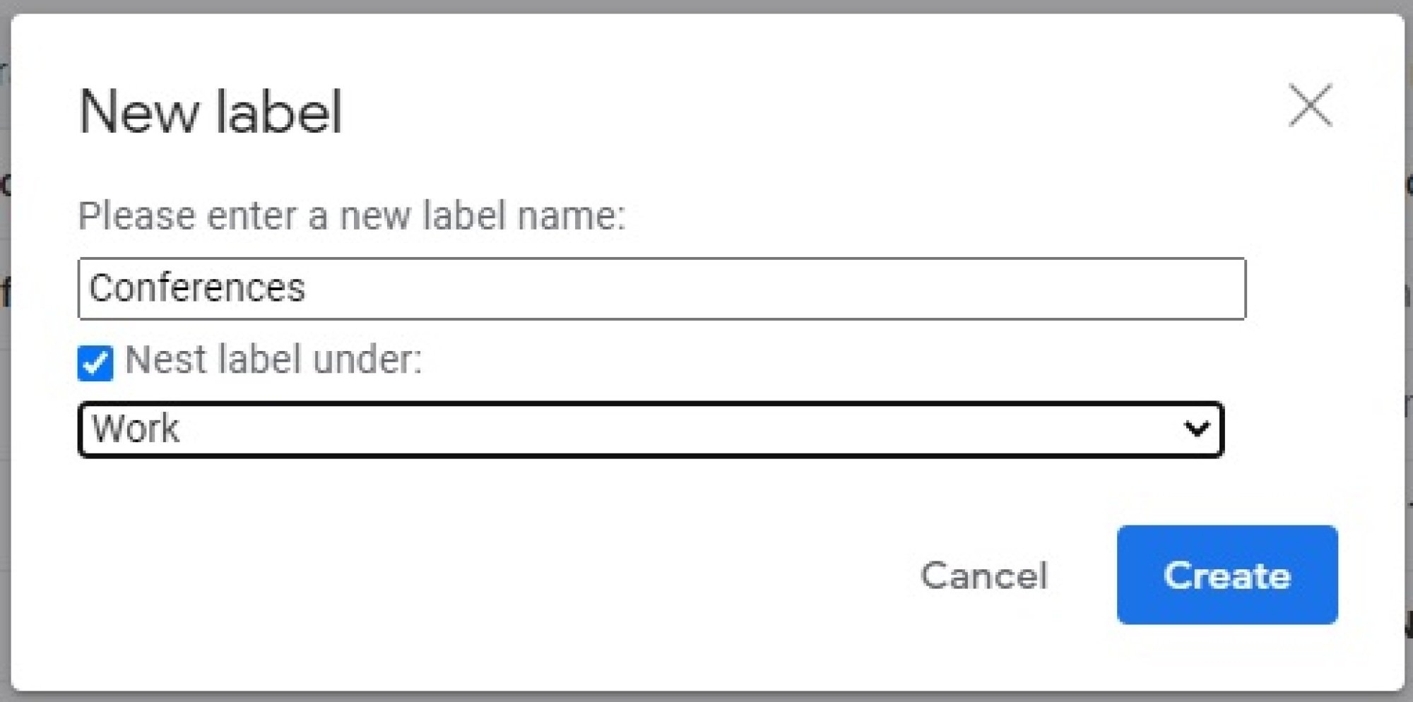 A Gmail screenshot displaying the option to "next" labels.