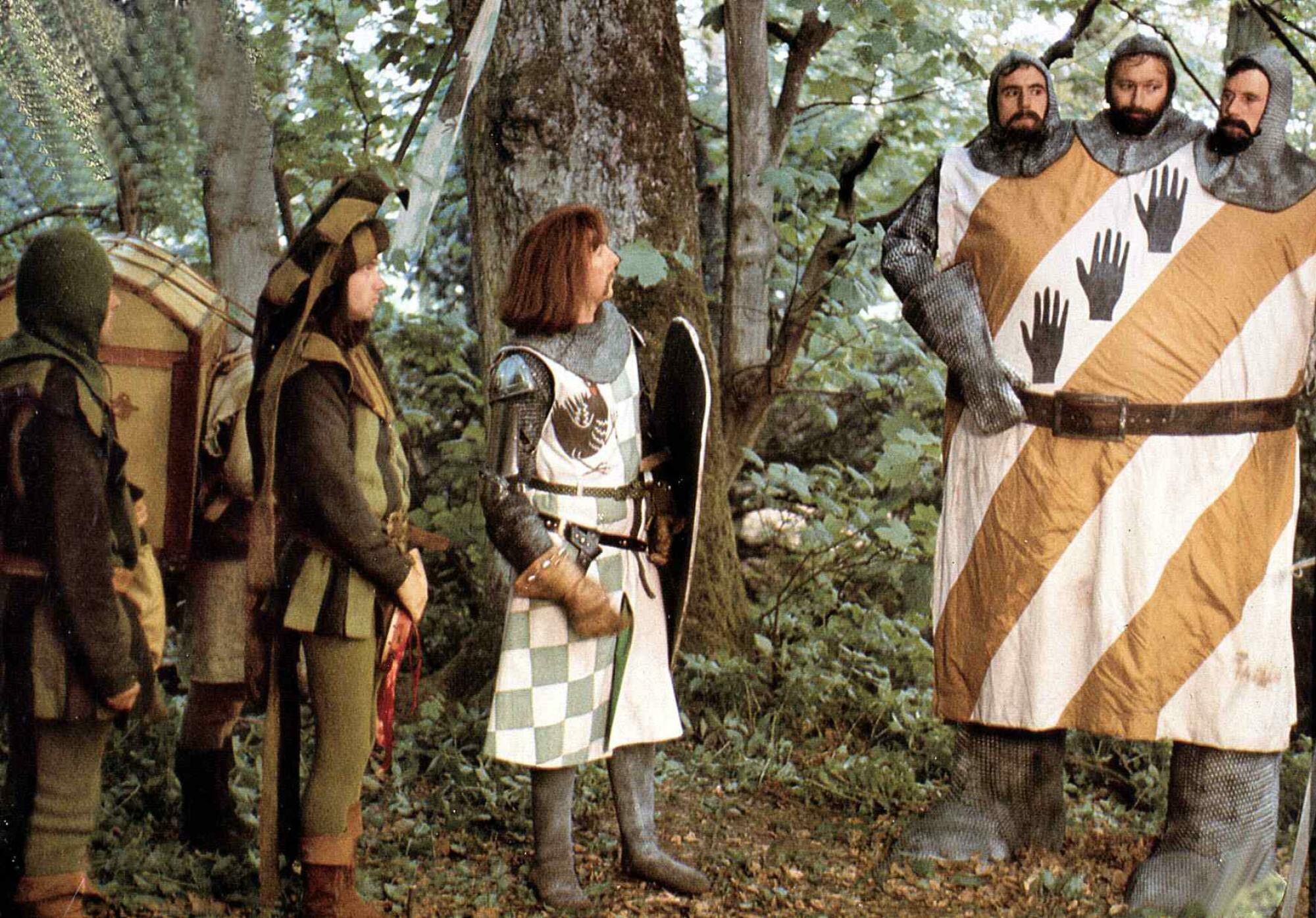 Monty Python in a scene of ridiculous knights. 