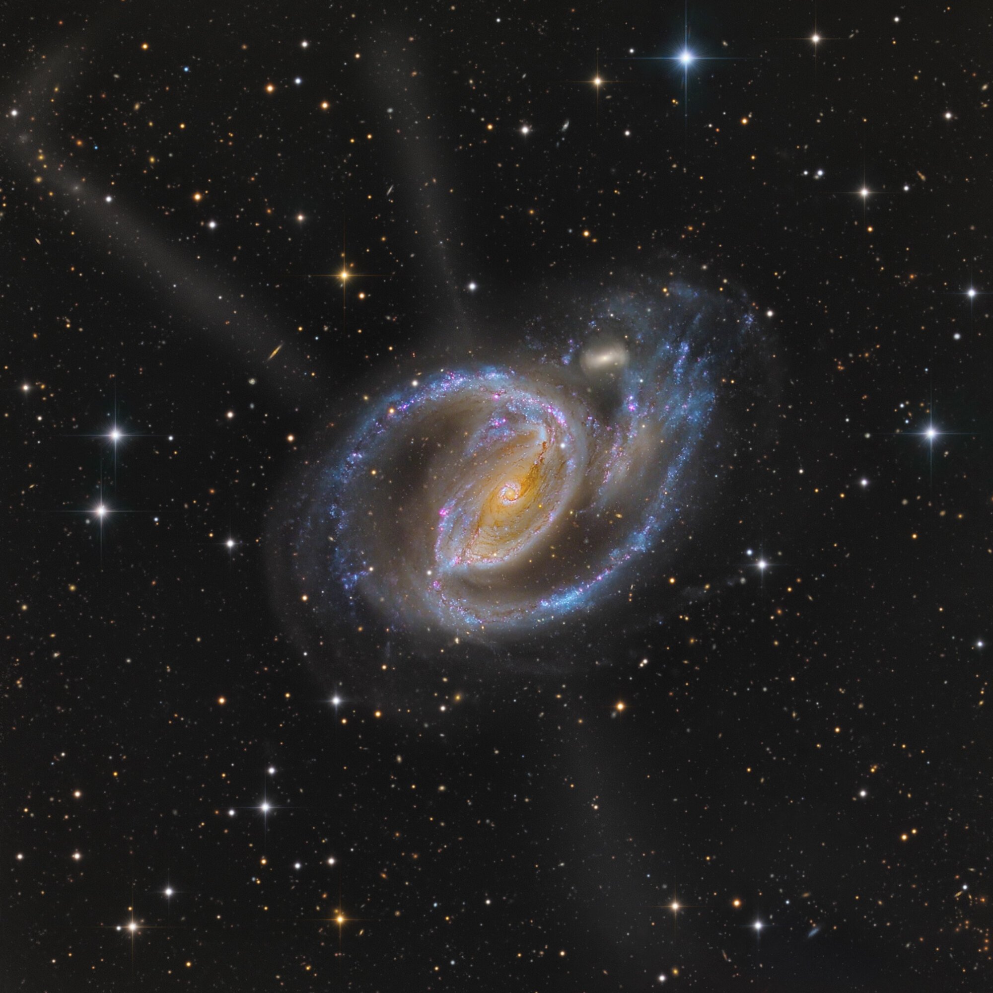 A spiral galaxy viewed in space.
