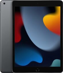 Black iPad with colorful abstract blob screensaver