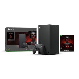 Xbox Series X with video game and controller