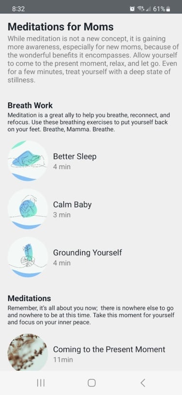 app screenshot of meditation practices