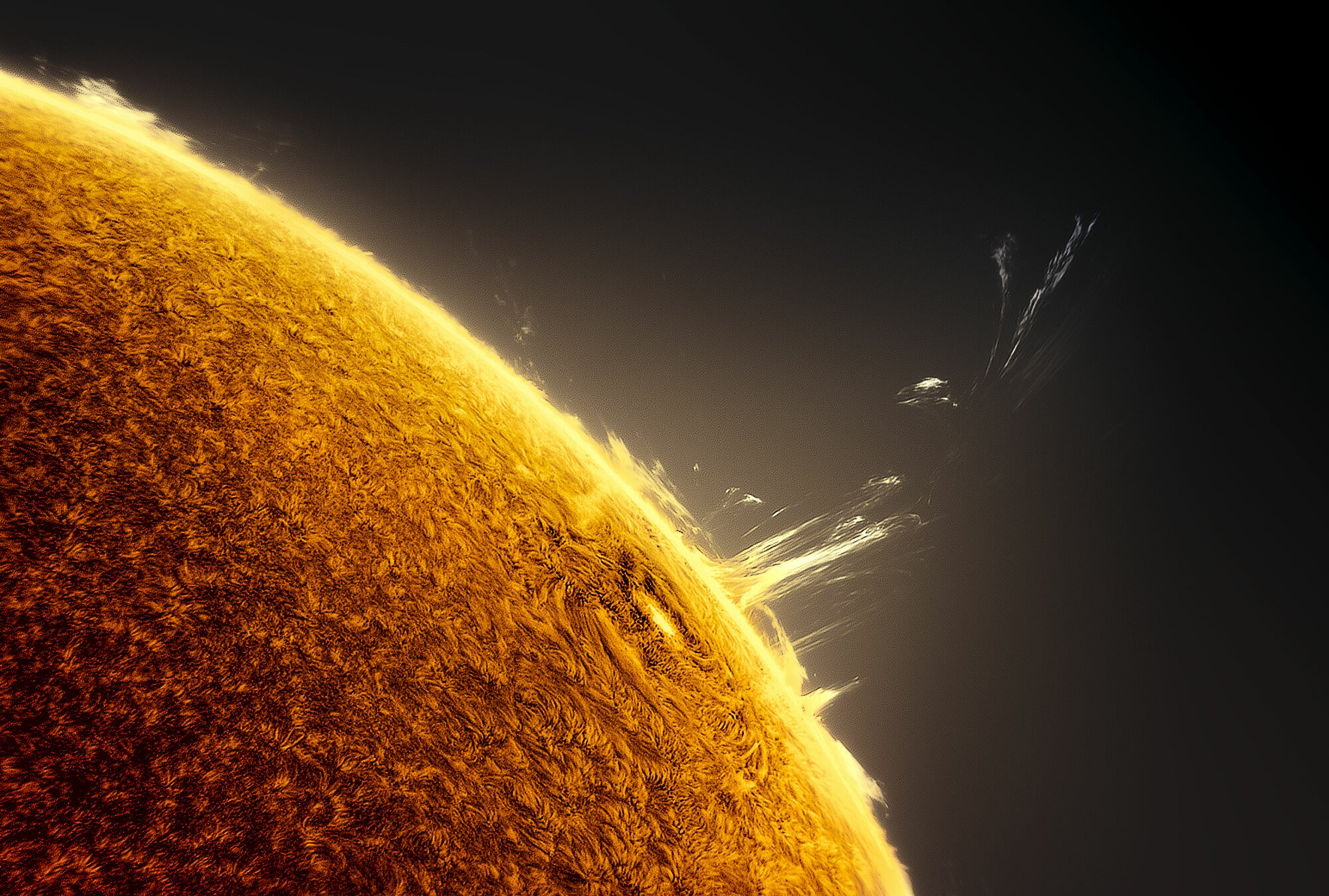 A close-up of the surface of the sun.
