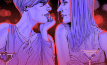 An illustration of two people gazing lovingly at each other