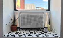 modern-looking air conditioner unit in window
