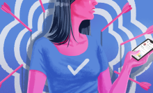 An illustration of a person with a blue checkmark T-shirt standing in the middle of a target, surrounded by arrows.
