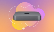 mac mini with pink and orange toned background