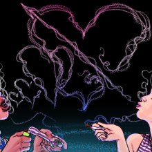 Illustration of two people smoking a joint 