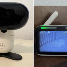 robot-looking video camera and a monitor with video screen