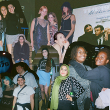 A collage of disposable cameras film photos of fans taken at the Madison Square Garden concert.