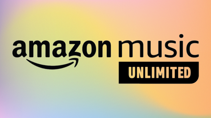 Amazon Music Unlimited logo on colorful background