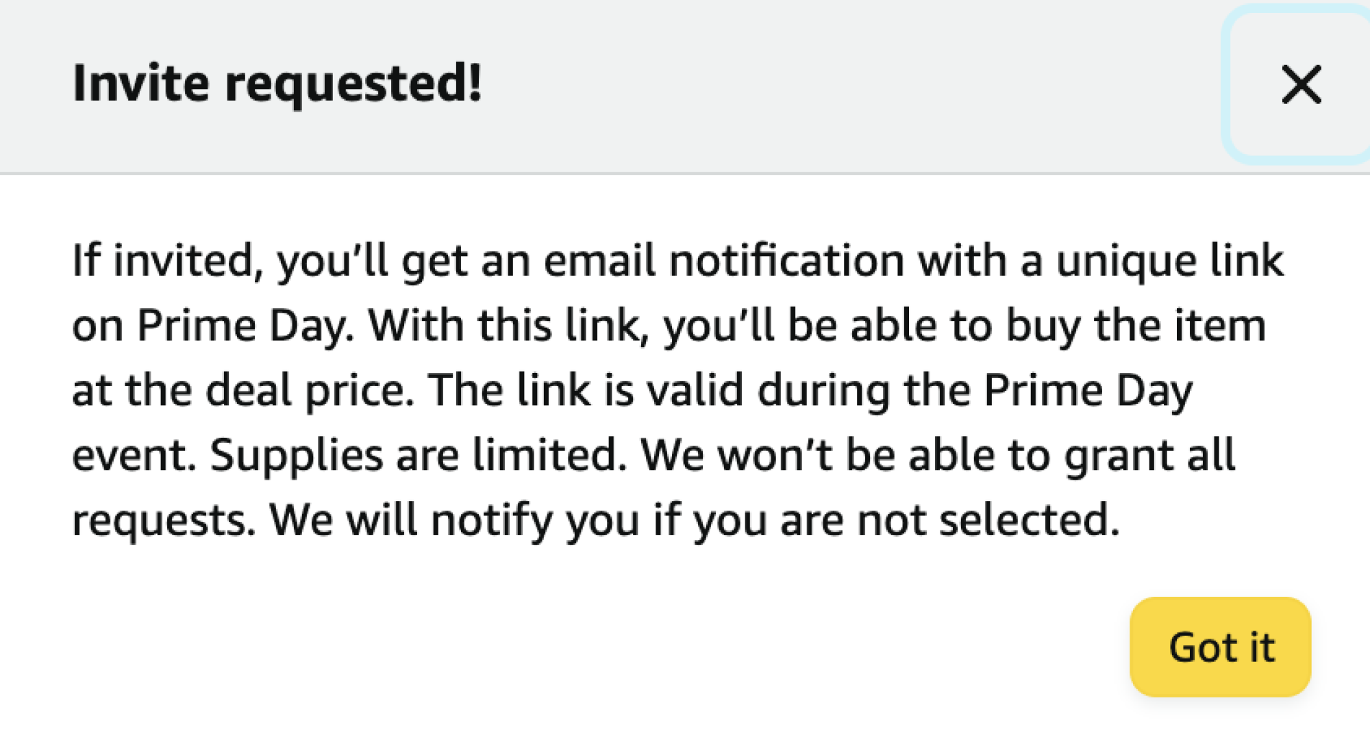 invite requested notification from amazon