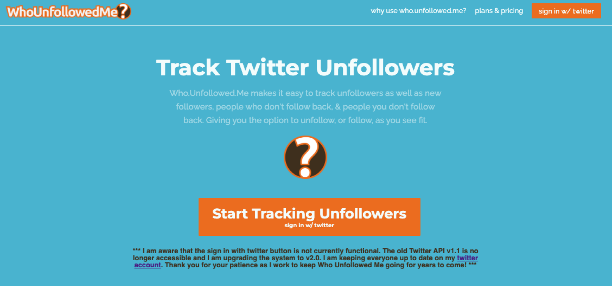 Who Unfollowed Me homepage
